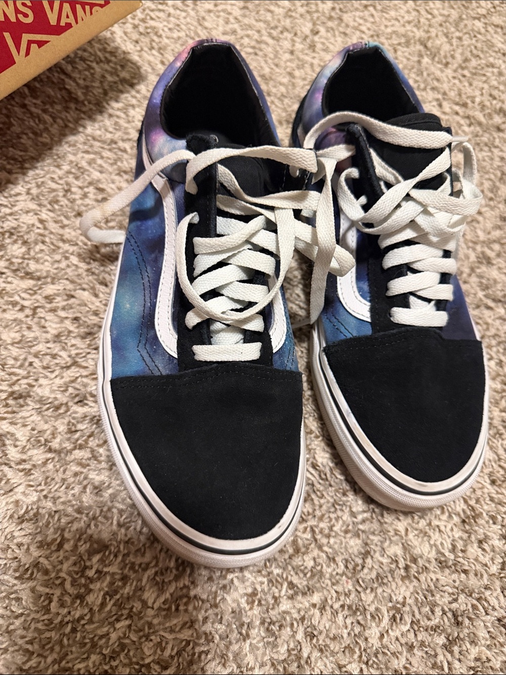 Vans Low Top Sneakers - Black with Blue and Purple Galaxy Panels